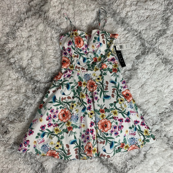 Trixxi Juniors Floral Bow-Back Dress Size 7 - Picture 1 of 8